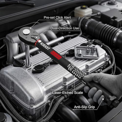 3/8" Drive Torque Wrench 8-104Ft.-Lb./10.9-141.1 Nm, Two-way Adjustable 72-tooth Click Torque Wrench, Dual Scale, ±3% Accuracy Wrench, Suitable for Maintenance Bicycles, Cars and Trucks - size: 3/8" 8-104 ft.1b