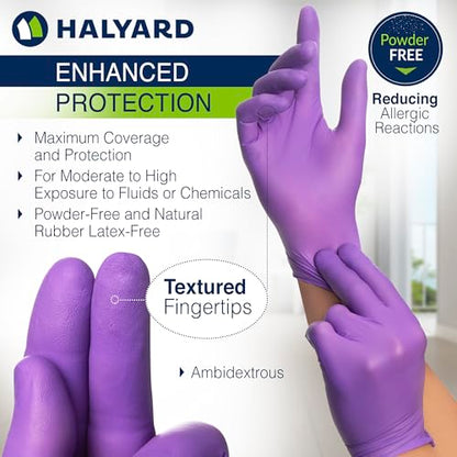 HALYARD Purple Nitrile Dental Patient Exam Gloves, Non-Sterile, 5.9 mil, 9.5 Inches, Purple, Large, 53433 (Box of 100) - size: Large