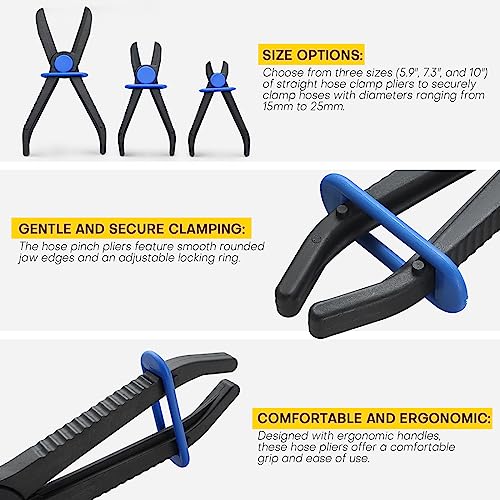 3PCS Hose Clamp Pliers Set | Versatile Hose Pinch Off Pliers, Line Clamp Pliers Set Straight for Flexible Hoses, Brake Hoses, Fuel Lines (3PCS, Straight) - style: 3PCS, Straight