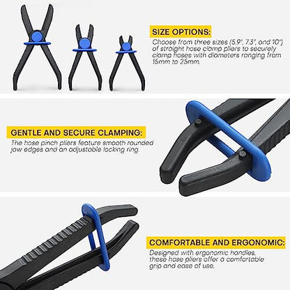 3PCS Hose Clamp Pliers Set | Versatile Hose Pinch Off Pliers, Line Clamp Pliers Set Straight for Flexible Hoses, Brake Hoses, Fuel Lines (3PCS, Straight) - style: 3PCS, Straight