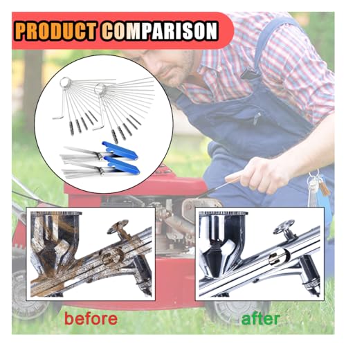 JOYCOURT 2Set Carburetor Torch Tips Cleaner Cleaning Kit, 26 Cleaning Set+20 Cleaning Needles+10 Nylon Brushes + 2 Throttle Wrenchs for Motorcycles Welder Spray Nozzles Weed Wacker Carb Cleaner - size: 2 Set with Cleaning Needles