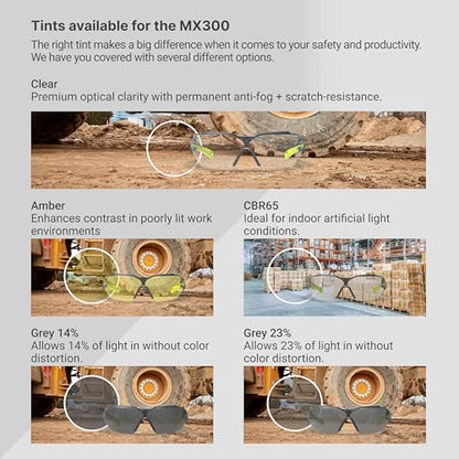 HexArmor MX300 Safety Glasses | Anti-Fog | ANSI Z87+ | 100% UV Protected - color: Amber