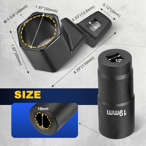 DASBET 19mm Harmonic Balancer Socket and 50mm Hex Crankshaft Crank Damper Pulley Holding Wrench Socket Tool Compatible for Honda Acura