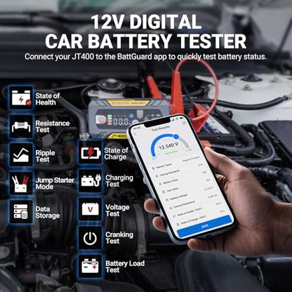 LOKITHOR JT400 12V Jump Starter and Battery Tester 2-in-1, 2500A Battery Jumper Starter Portable for Up to 8.5L Gas & 6.5L Diesel Engines, 100-2000 CCA Load Capacity Automotive Load Tester (Yellow) - color: Yellow
