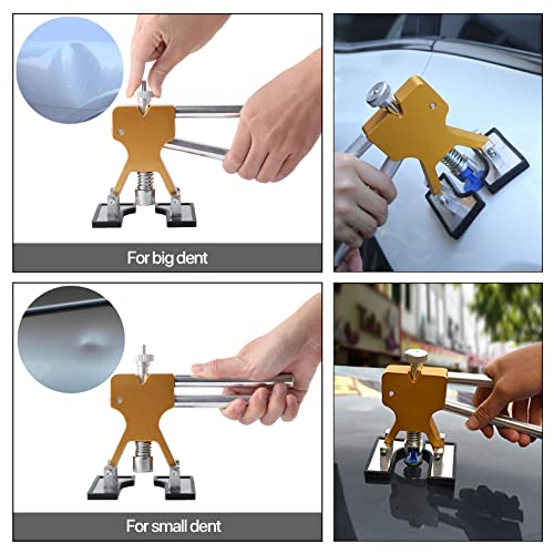 Dent Puller Kit，56pcs Paintless Dent Repair Kit with Golden Lifter, Double Pole Bridge Puller, Glue Gun &Slide Hammer, Dent Removal Kit for Car Refrigerator Motorcycle Dent Remove