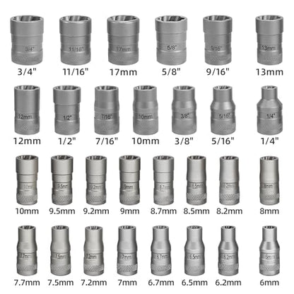 Bolt Extractor Set, 32Pcs Stripped Bolt Remover Lug Nut Remover | Lug Nut Extractor Set for Broken Damaged Rounded-Off Bolts, Nuts, Bolts, Studs, Threaded Tubes - size: 32pcs