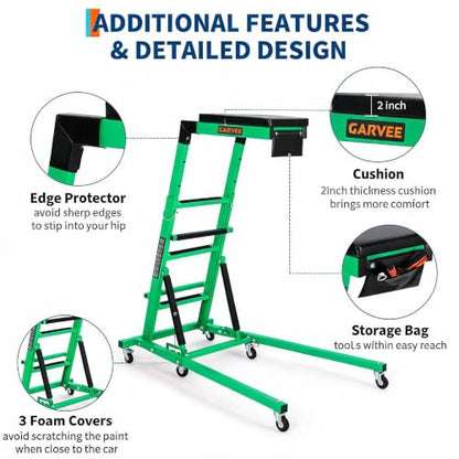 Garvee Automotive Top Side Creeper, 400 LBS, Green | 48-68Inch Adjustable Height, 6 Swivel Casters, Foldable, Heavy Duty, For Garage & Auto Shop Repair - color: Green