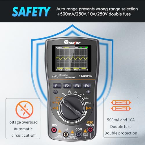 Oscilloscope Multimeter, 2-in-1 Intelligent Digital Scope Meter Multimeter, Professional LED Handheld Oscilloscope Multimeter with 50Msps A/D Automatic Waveform Capture Function - color: Grey