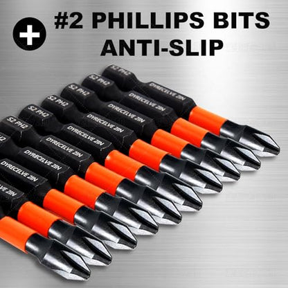 10-Pack Phillips Bits #2 Impact, 2-Inch Magnetic Phillips Head Drill & Screwdriver Bits, PH2 Premium S2 Steel 1/4" Hex Shank for Impact Drivers, Professional & DIY Use - color: 2'' Ph2 10-pcs