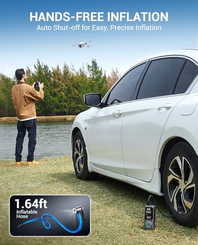 AVAPOW Portable Tire Inflator, 150 PSI Cordless Air Compressor with Digital Gauge, 3.7″ LCD, Auto Shut-Off, Fast Inflation, USB-C Rechargeable PD 20W for Cars, Bikes, Motorcycle & Emergencies | Digital Gauge, 3.7" LCD, Auto Shut-Off, Fast Inflation, USB-C
