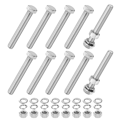 M METERXITY 10-Pack Hex Head Screw Bolt with Nuts Flat & Lock Washers M12x85mm Stainless Steel Bolts and Nuts Kit Fully Threaded Metric Bolt Assortment for Equipment/Machinery - size: M12x85mm