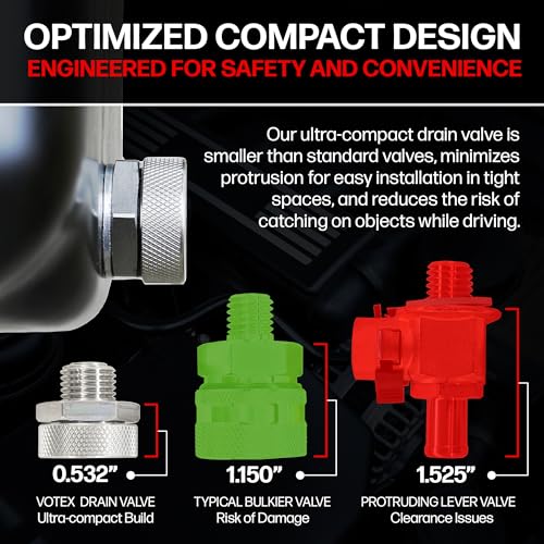Votex - Oil Drain Valve fits Ford F-350 (2012-2026) - 6.7 Liter - 8 Cylinder Power Stroke with Steel Oil Pan - Made in USA - Part Number E9DZ-6730-B / F75Z-6730-BA