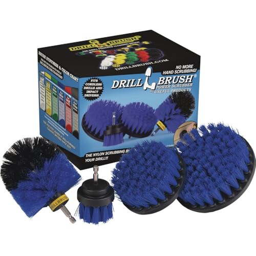 Drillbrush Boat Hull Cleaner Set/Swimming Pool Accessories - Cleaning Drill Brushes for Vinyl Liners - Hot Tubs and Spas Cleaning Brush Kit - Pool Cover Scrubber - Rotary Brushes for Walls and Deck - color: Blue