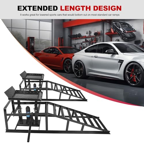 2 Pack 5T 10000lbs Hydraulic Car Ramps Low Profile Car Lift Service Ramps Truck Trailer Garage Lift Height Range 9.8" to 15" Hydraulic Vehicle Ramps Black - size: 2PCS-Black