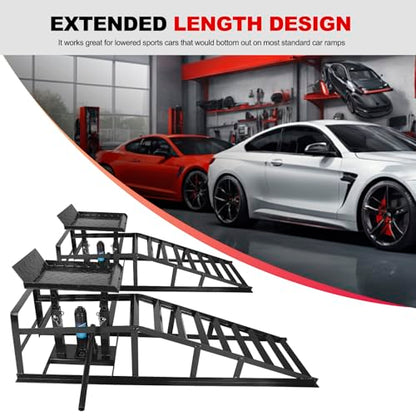 2 Pack 5T 10000lbs Hydraulic Car Ramps Low Profile Car Lift Service Ramps Truck Trailer Garage Lift Height Range 9.8" to 15" Hydraulic Vehicle Ramps Black - size: 2PCS-Black