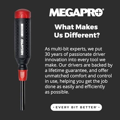 Megapro Automotive Screwdriver Set | One Multi-Bit Screwdriver with ¼” Hex Shaft | Phillips, Torx | Compact Automotive Bit Set (15-in-1) - style: 15-in-1
