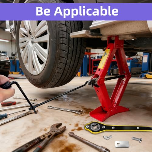 Universal Car Jack Tool Kit, Scissor Jack Handle with Lug Wrench | Tire Wheel Lug Wrench for Travel/Truck/Vans, with Storage Bag, 360° Swivel, Roadside Emergency Car Tire Replacement