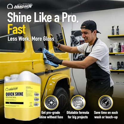Nanoskin QUICK SHINE Quick Detail Spray 1 Gallon - Waterless Detailer Spray for Car Detailing | Deep Gloss Car Wax Booster & Clay Lubricant | Removes Dust, Smudges, Fingerprints and Other Contaminants - size: 128 Fl Oz (Pack of 1)