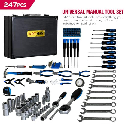 247pc Home Repair Tool Kit - General Home & Auto Tool Set - size: 247pcs- Black&Blue