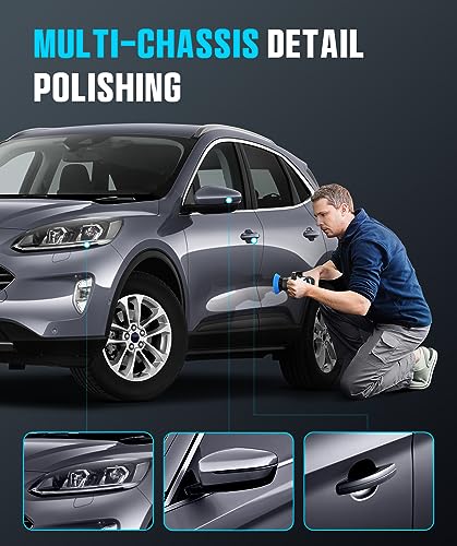 Mini Polisher, 2inch/ 3inch 750W with 12mm Random Orbital for Car Detailing | Mini Da Polisher with 16pcs Trapezoidal Polisher Pads, 6 Variable Speed 2000-5500OPM, 16.4 ft Cord Heavy Duty Polisher