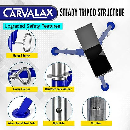 CARVALAX V-Head Pipe Jack Stands, Adjustable Pipe Stand for Welding | 28"-52" Adjustable Height, Fits 1/2"-12" Pipe Capacity, 2500LB Load Capacity, w/Portable Folding Legs - color: Blue