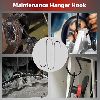 MAYESAR Brake Caliper Compression Tool, Caliper Piston Compressor Tool With Additional 2 pcs Large Steel Plate and 2 Hooks, 360°Adjustable Brake Caliper Tool for Single Twin Quad Piston Calipers (Red) - color: Red