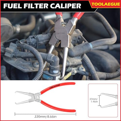 TOOLEAGUE 8Pcs Fuel Line Disconnect Pliers Set,Hose Pipe Clamp Clip | Fuel Filter Caliper,Panel Clip/Spring Clamp/Hose Removal/Relay Puller/Plier,30 Degree Push Pin/Car Trim Removal Tool for Auto