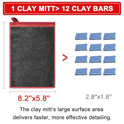 Clay Mitt Auto Detailing 2 Pack, Fine Grade Microfiber Car Clay Bar Mitt, DIY Detail Tool & Kit Car Detailing Alternative (Red) - color: Red, size: 2 Pack