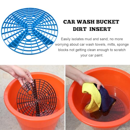 Yourkar 2 PCS Car Wash Inserts, Plastic Vehicle Detail Grit Trap, Auto Wash Dirt Collectors - Fits 12 Inch Diameter Bucket, Universal Car Accessories (Blue) - color: Blue, 2pcs