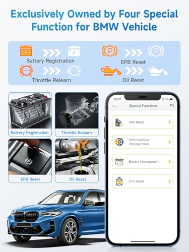 ANCEL BD300 Bluetooth OBD2 Scanner, Full System Code Reader and Diagnostic Tool for BMW with Battery Registration Service Reset EPB CBS ETC ABS Airbag & Powerful OBD2 Functions - color: BD300 Bluetooth