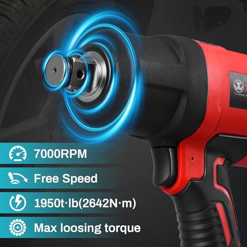 XIIW 3/4 Inch Air Impact Gun, Max Nut-busting Torque 1950 ft-lbs | Heavy Duty 7000RPM 3/4 Air Impact Wrench, Twin Hammer Pneumatic Impact Wrench for Automobile Repair - size: ‎‎3/4 inch | 1950 ft-lbs