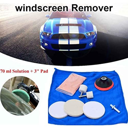 Car Glass Polishing Kit, Scratch Remover with Cerium Oxide Powder & Pad, 9 Pcs Set for Windshield & Window Restoration