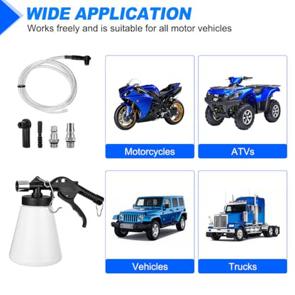 GOOACC Vacuum Brake Bleeder Kit 1L Pneumatic Brake Fluid Bleeder Bottle Fluid Extractor Pump with 4 Adapters Hanging Hook for One Person Brake System Bleeding Tools Brake Pressure Fluid Flush Kit - size: 1L Pneumatic