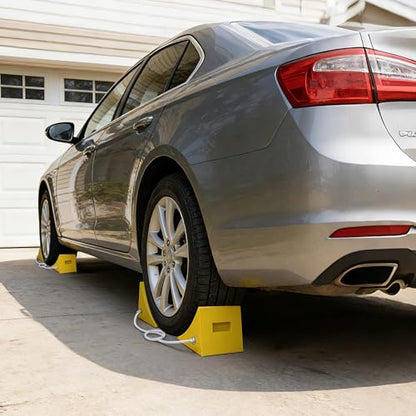 Yescom PU Wheel Chocks for Wheel 24" - 32" with 5ft Rope, 33,000 lbs Heavy | Duty Capacity, Lightweight Car Chocks for Travel Trailers, RV, SUV, Truck, Camper - Anti-Slip Tread, Easy to Use & Odorless - size: for Wheel 24" - 32", 2Pack