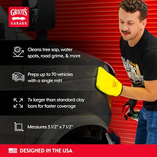 Griot's Garage Fine Surface Prep Mitt for Car Detailing, Clay Bar Alternative, Auto Cleaning Tool for Paint, Glass, Chrome, and Plastic, 10678