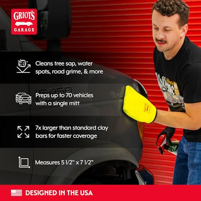 Griot's Garage Fine Surface Prep Mitt for Car Detailing, Clay Bar Alternative, Auto Cleaning Tool for Paint, Glass, Chrome, and Plastic, 10678