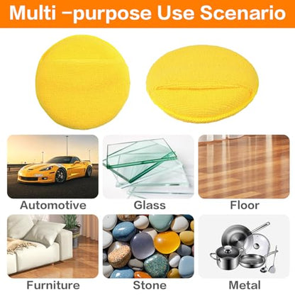 FONAROLL Microfiber Wax Applicator Pads, Car Wax Applicator with Finger Pocket, Buffing & Detail Polishing Foam Pads for Car Cleaning and Fine Polishing (5 inch, 6 Pack) (Yellow) - color: Yellow