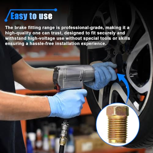10PCS Car Brake Line Fittings, M10 x 1.0 Thread Stainless Steel Brake Line Nut, Metric Invert Flare Fittings for 3/16" Brake Line Tube