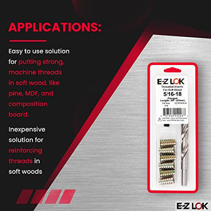 E-Z Hex Thread Repair Kit for Soft Wood Flanged Threaded Inserts 5/16-18 x 22mm, Drill, Installation Tool - size: M8-1.25 x 25mm, style: Flanged