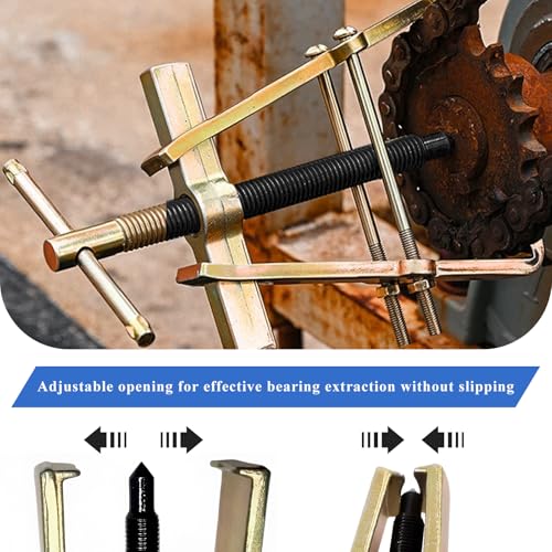 4" 2-Jaw Gear Puller, Adjustable Carbon Steel Flywheel Remover Bearing Gear Puller, Two Claws Separate Lifting Device Pump Removal Tool for Bearings Pulleys Flywheels - color: Black & Yellow