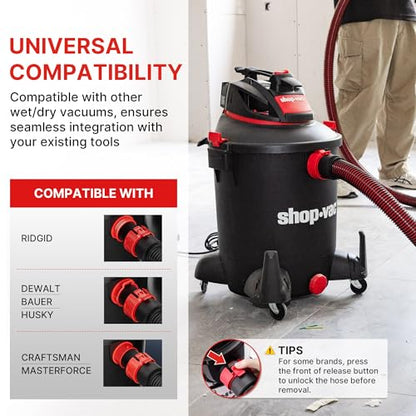 Shop-Vac Premium Universal Hose Plastic 12'X 1-7/8", Replacement Hose Compatible with Rigid, Dewalt, Husky, Craftsman, Bauer, Masterforce Vacuum Cleaners - size: 12' X 1-7/8"