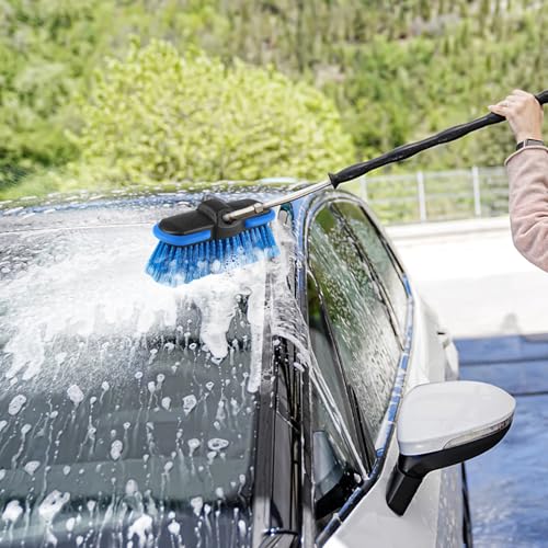 Car Wash Brush Head with Soft Bristle 8'', Car Cleaning Brush with Protective Bumper for Cleaning Auto Cars Trucks RV Boat Deck