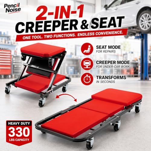 Mechanic Creeper, Foldable Automotive Creeper with 6 Swivel Casters, 36" Low-Profile 2 in 1 Roller Garage Chair Lay Down or Sit, for Father or Husband