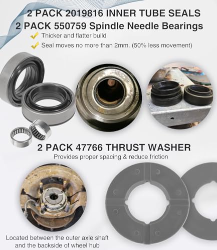 Outer Axle Knuckle Tube Dust Seal & Inner Tube Seal & Needle Bearing & Snap Ring & Thrust Washer Seals Kit for 1998-2004 Ford Super Duty Excursion F250 F350 F450 F550 With Dana 50 60 Front Axle - size: Complete for 1998-2004 Ford F250 F350 F450 F550