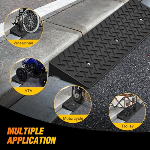 Nilight 3.2" Rise Curb Ramps, Heavy Duty Rubber Driveway Threshold Shed Ramp for Sidewalk Cars Lawn Mower Wheelchairs Motorcycles, 3300lbs Load Capacity - size: 3.2" Rise