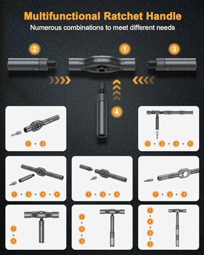 43 in 1 Ratchet Screwdriver Set, Magnetic Screwdriver Set, 2025 New Model Repair Tool Kit with DIY Ratchet Handle, Metal Pry Bar, 40 Precision Bits for Electronics,Furniture,Bicycle