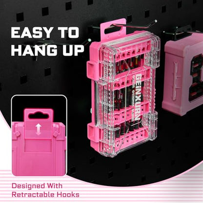 Geinxurn 47Pieces Impact Screwdriver Bits Set, Magnetic S2 Steel 1” Phillips/Square/Torx/Slotted/Hex/Security Torx Bits Tips,Impact Bit Holder with Pink Storage Box Case - style: UTC047-PK