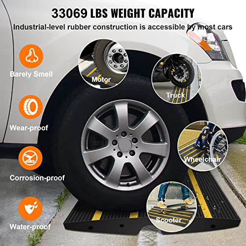 VEVOR Car Driveway Rubber Curb Ramps Heavy Duty 33069lbs Capacity Threshold Ramp 2.6 Inch High Cable Cover Curbside Bridge Ramp for Loading Dock Garage Sidewalk (1-Channel, 1Pack-Curb Ramp) - size: 2.6" Rise (1-Pack, 1-Channel)