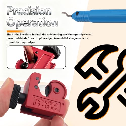 2026 New Brake Line Flaring Tool Kit,Single & Double Flare Tool for Brake Lines/Fuel Lines,Professional Portable Brakes Flare Tools Set with 7 Adapters,Tube Cutter,Deburrer