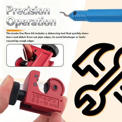 2026 New Brake Line Flaring Tool Kit,Single & Double Flare Tool for Brake Lines/Fuel Lines,Professional Portable Brakes Flare Tools Set with 7 Adapters,Tube Cutter,Deburrer